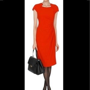 LK Bennett Marina Red Ruched Sheath Dress